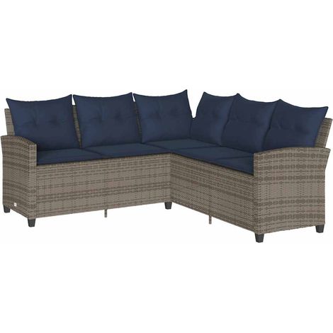 Maison Exclusive - L-förmiges Couchsofa mit Kissen Graues Polyrat (1/5)