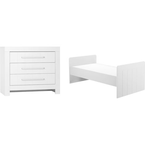 Lit bébé évolutif et Commode à langer Pinio Calmo Blanc