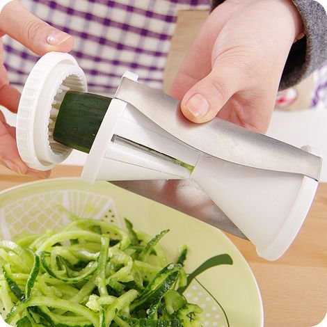 Coupe-légumes en spirale - Machine à spaghettis en spirale manuelle multifonctions Nouilles Carotte Concombre Courgette Trancheuse Éplucheur de pommes de terre Blanc 1pc (1/3)