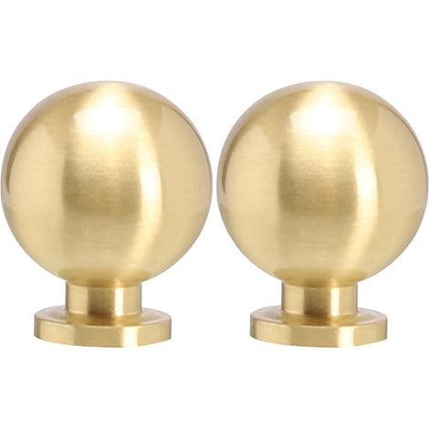 JSSEVN - 2-Piece Brass Cabinet Door Handle, Round Knobs for Wardrobe, Dresser, Drawer, Durable Miniature Furniture Hardware (1/5)