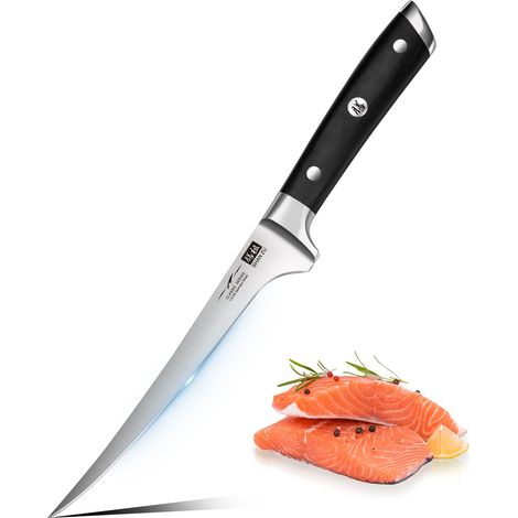SHAN ZU Coltello per Sfilettare 7 inch - Bordo Disossare Pesce e Carne, Coltello da Pesce Professionale in Acciaio Inossidabile al Carbonio Super Affilato (1/4)