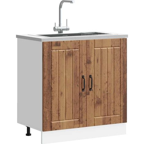 Armadio da Cucina Mobile Base Lavello Lucca Legno Antico in Legno Multistrato (1/5)