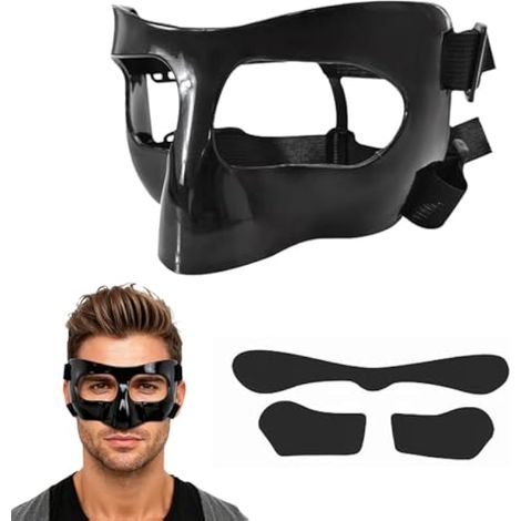 Masque de nez pour le football, protection du visage pour nez cassé, protection nasale réglable avec rembourrage, masque nasal sport pour adulte unisexe (1/5)