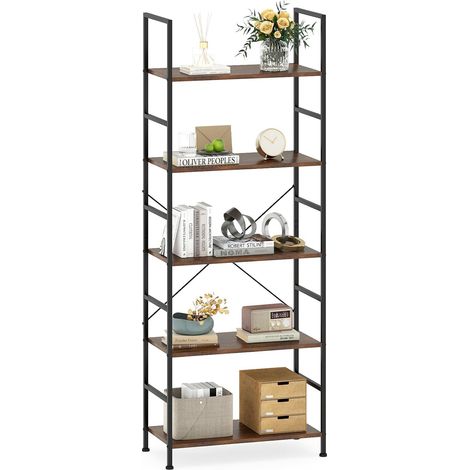COSTWAY Libreria a 5 Ripiani, Scaffale Multiuso con Mensole Industriali e Struttura in Metallo, Organizzatore per Casa, Ufficio, Soggiorno, Cucina, 60 x 30 x 160 cm (1/5)