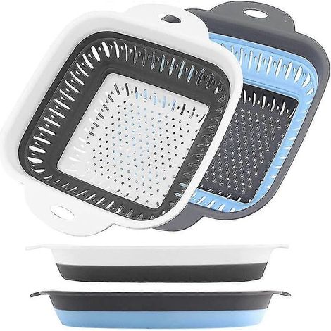 Lot de 2 passoires de cuisine carrées pliables en silicone (1/5)