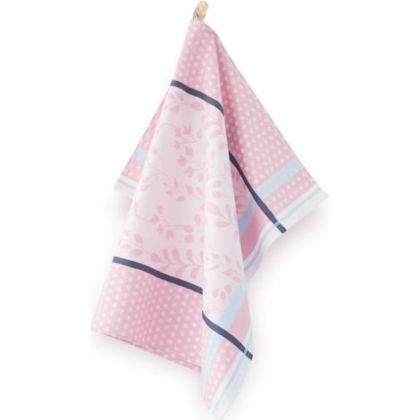 Paño de cocina de algodón egipcio de 50x70 cm, estampado floral, rosa. (1/4)