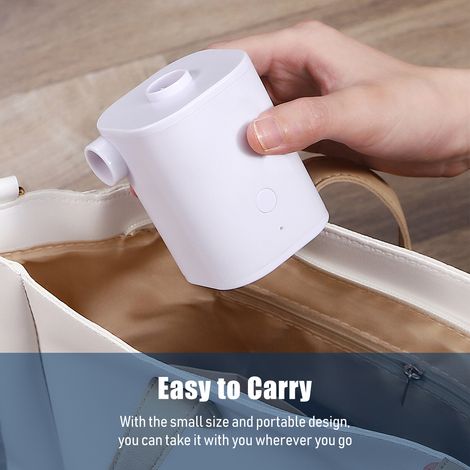 Bomba de aire eléctrica recargable con 5 boquillas USB y batería de 2500 mAh para colchones de aire, camas inflables, juguetes de piscina y flotadores. (1/5)