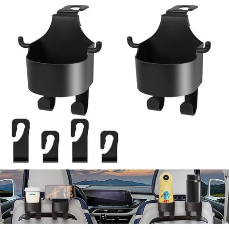 Porte Gobelet Voiture, 2pcs Porte-gobelet de Siège de Voiture avec 2 Crochets de Siège, Diamètre Universel, Réglable Porte-gobelet/Boisson de Voiture, pour cendrier de Voiture (1/4)
