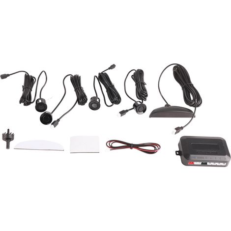 Radar de recul pour voiture 12V avec avertisseur sonore, affichage LED en forme de croissant, mesure précise des distances et radar noir. (1/5)