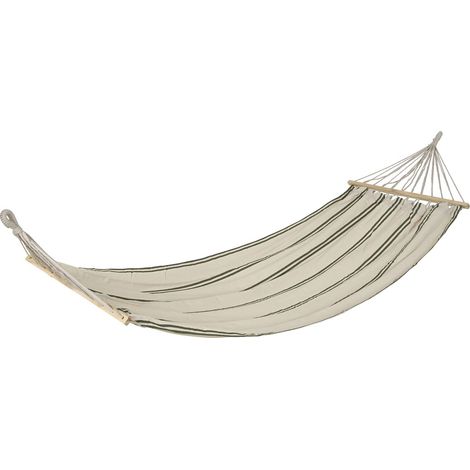 outdoor living Hängematte Wollweiß mit Grünen Streifen 200 x 100 cm - Polyester-Baumwolle (1/3)