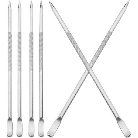 Lot de 6 stylos décoratifs pour le café, en acier inoxydable, pour latte art et expresso. Outil de barista.-13.50X0.50X0.40CM-Silver (1/4)
