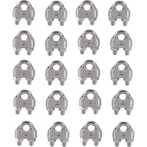 YMYNY M4 Cable Ties U Clip Bolt Cable Clamp 304 Stainless Steel Cable Clamp Saddle Wire Rope Clips for Outdoor Clothes Airer 20pcs (1/4)