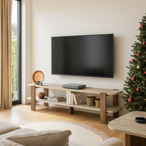 TV Lowboard Glam Granit Optik Travertin Braun