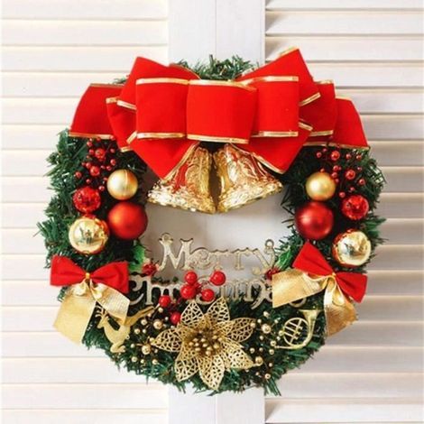 Großer Weihnachtskranz mit Blumengirlande zum Selbermachen – Weihnachtsdekoration für Zuhause, Büro, Geschäft, Tür, Wand und Weihnachtsbaum (Durchmesser 30 cm) – Ywey (1/4)