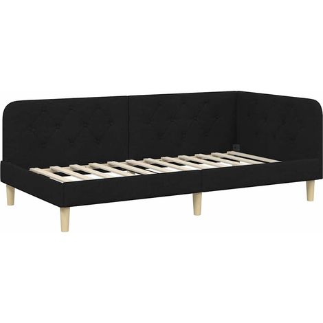 Corner Bed Frame Black 100 x 200 cm Fabric vidaXL