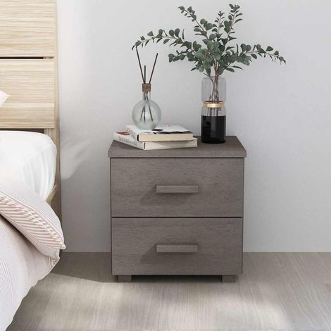 Table de chevet flottante-Table de nuit HAMAR Gris clair 40x35x44,5 cm Bois pin massif 189092 (1/5)