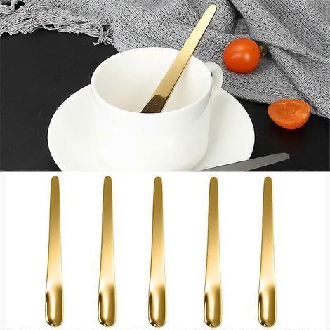 Lot de 5 cuillères à café plates en acier inoxydable, cuillères à expresso, cuillères à dessert, cuillères à café, cuillères à mélanger, tablettes de chef (1/4)