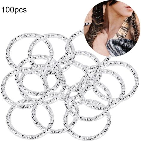 100 silberne Ringe für Zöpfe und Dreadlocks, Haarschmuck für Frauen und Teenager-Mädchen, 100er-Packung (1/5)