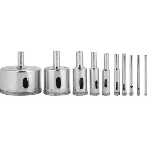 Lot de 10 forets diamantés de 3 à 50 mm pour carrelage, céramique, verre, porcelaine et marbre. (1/5)