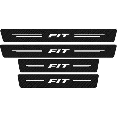 (4 pièces compatibles) 4 autocollants de protection de seuil de porte pour Honda Fit Life,style cuir et fibre de carbone,avec accessoires de tuning (1/3)