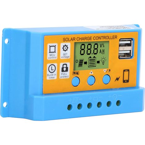 Régulateur de charge solaire intelligent 12V/24V 20A avec écran LCD, contrôleur de panneau solaire 260W(12V) 520W(24V), protection batterie (1/5)