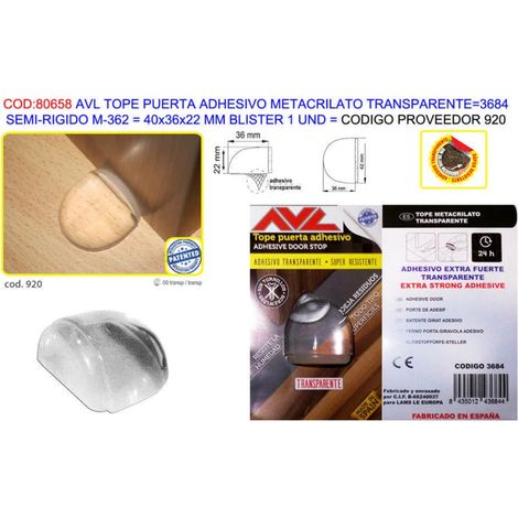 AVL BUTÉE DE PORTE ADHÉSIVE MÉTHACRYLATE TRANSPARENT 36240x36x22MM BL1U3684