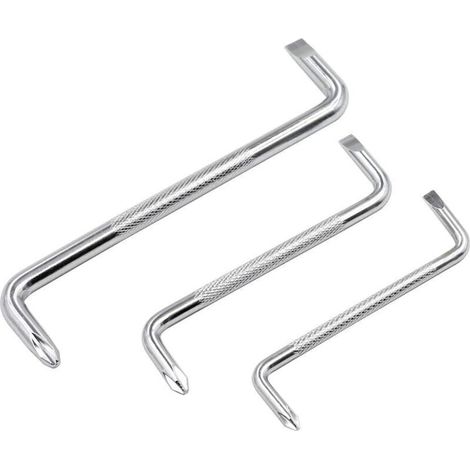 Tournevis Décalé - Forme Z - Embout Plat Et Cruciforme - Acier Chrome Vanadium - Pour Espaces Confinés - Lot De 3 (1/4)