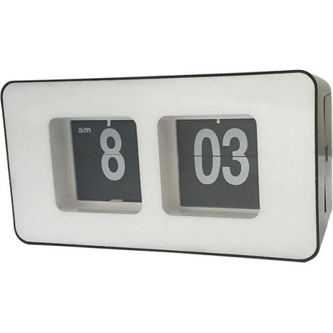 Horloge de Bureau Numérique - Rotation Automatique par Page - Affichage Grand Écran Noir et Blanc - Alimentation Pile AA - Décoration Intérieure - 1 Pièce (1/5)