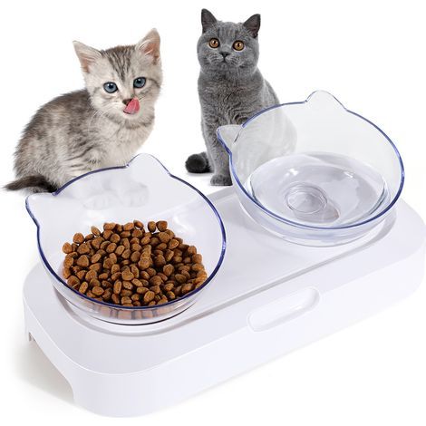 Gamelle Chat, Gamelle Surélevée Gamelle Double avec Support Surélevé Gamelle pour Animaux De Compagnie Gamelle Idéale pour Les Chats Et Les Petits Chiens Gamelle pour Chat (1/5)