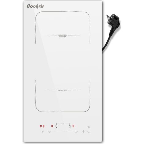 Plaque induction 2 feux 3500W – Verre céramique blanc – Zones combinées 3000W – Minuterie 99 minutes – 220V 16A - 16A-Fiche