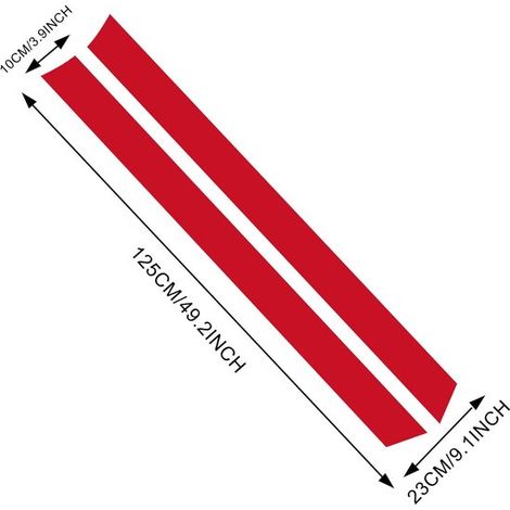 Par de calcomanías de 125 cm para el capó de coches de carreras: franjas laterales,calcomanías de vinilo para coches (rojo)