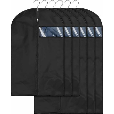 Set mit 5 hochwertigen Kleidersäcken, schwarz, 60 x 120 cm. Zur langfristigen Aufbewahrung von Jacken, Mänteln und Anzügen. Schützt vor Staub und Motten. B1