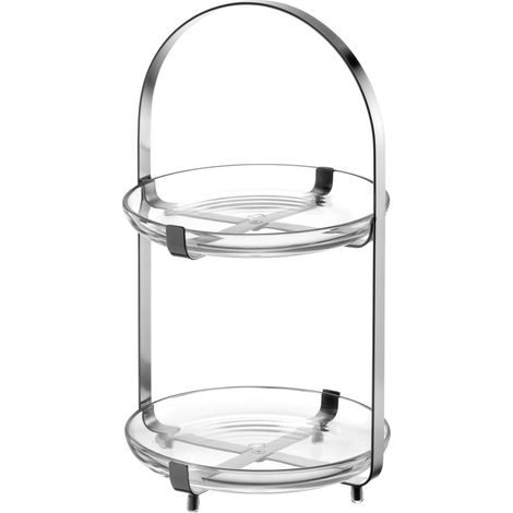 Présentoir en Verre Moderne pour gâteaux et canapés, élégant pour Brunch et Buffet, Design Intemporel, pour Toutes Les Occasions, Hauteur 32 cm, argenté (1/5)