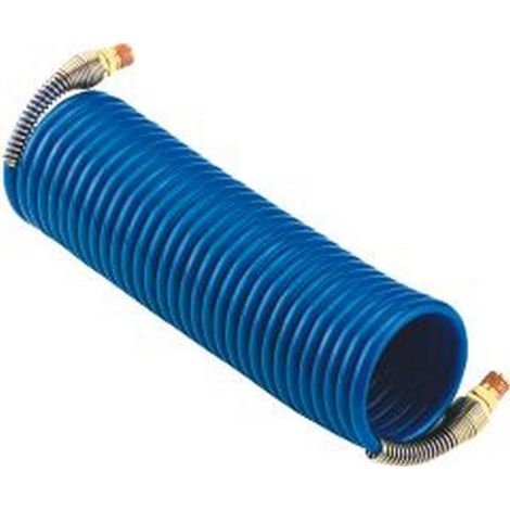Tuyau flexible spiralé en nylon avec raccord vissable, Dimensions : 7,9 x 6,3 mm, Raccord R 1/4 pouces, Ø de spirale extérieure 75 mm, Long. : 7,5 m