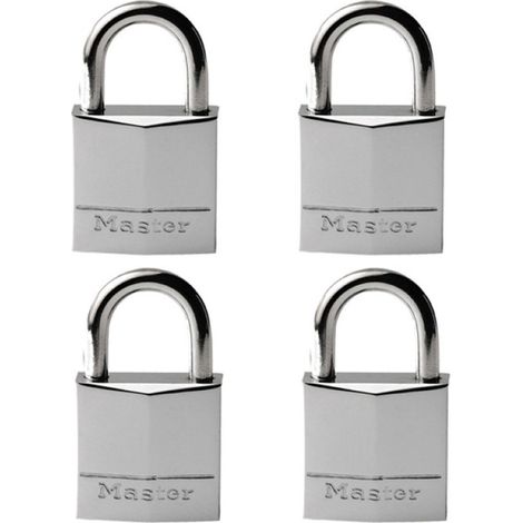 Master Lock 629EURQ Pack de 4 Cadenas Marins avec Clés, Gris, 3,4 x 2 x 1 cm
