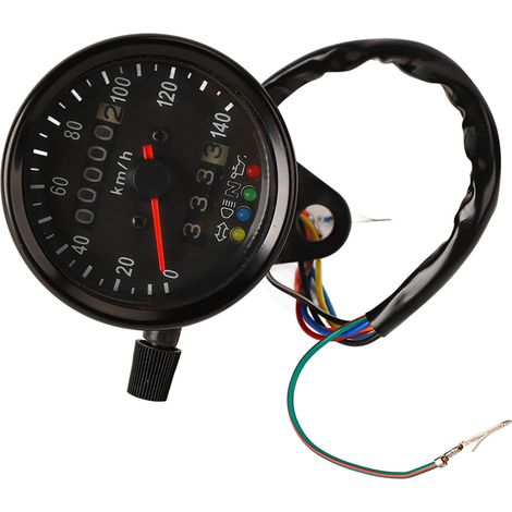 Compteur de vitesse moto 140km/h précis fiable avec indicateurs clignotants et témoin de phare, odomètre pour motorbike, tableau de bord étanche, éclairage LED intégré (1/5)