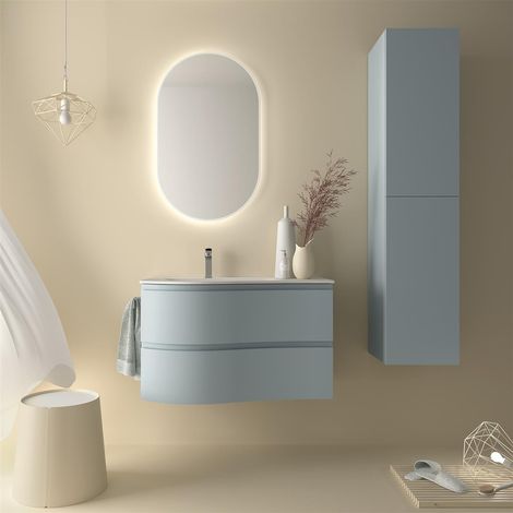 Armoire murale MAM 900 BLUE FOG droite 2 tiroirs métalliques avec coulisse à fermeture douce 897 x 540 x 505 mm (1/3)