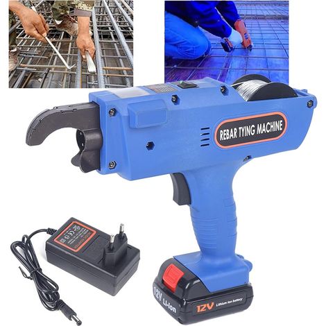 Senderpick – Attacheuse électrique de barres d'armature 12V – 2 batteries lithium-ion 13200mAh – Longueur de fil 300-500mm – Pour cerclage acier 8-34mm (1/5)