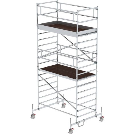 Günzburger Steigtechnik Echafaudage roulant 1,35 x 2,45 m avec embase roulante &amp double plate-forme Hauteur de plate-forme 4,35 m - 174436