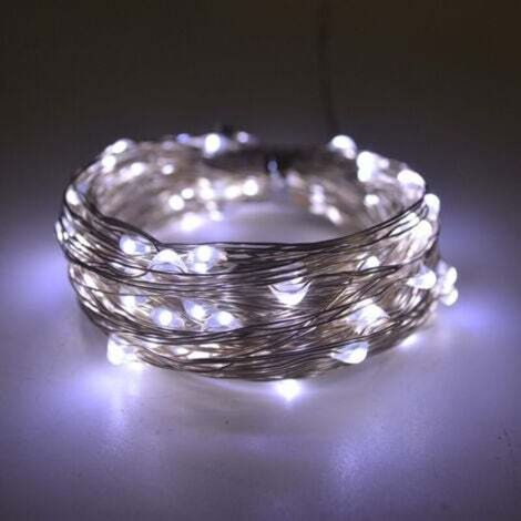 Guirlande lumineuse solaire 10 m – 100 LED blanc froid, 8 modes, idéale pour sapin de Noël, jardin ou balcon (1/5)