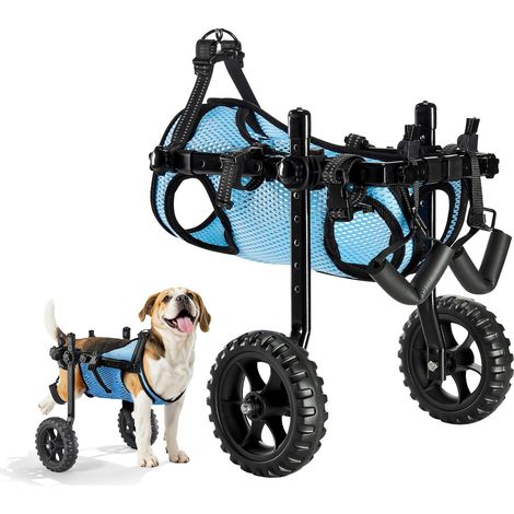 Fauteuil Roulant pour Chien Pattes Arrières Chariot à 2 Roues Léger, Réglable en Hauteur, Largeur, Longueur, avec Roues Amortissantes, pour Chiens Blessés et Handicapés de 10 kg Max, Taille S (1/5)