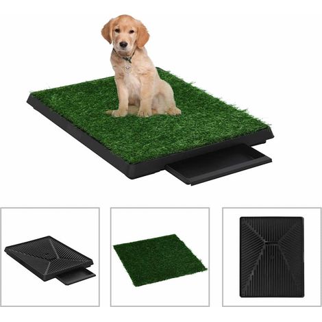 vidaXL Inodoros mascotas con bandeja césped artificial 2 uds 63x50x7cm (1/5)