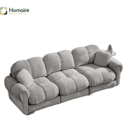 Canapé modulable en chenille gris avec accoudoirs 260 x 86 x 90 cm HOMAIRE (1/5)