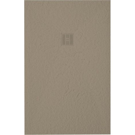 ZEZA Grade receveur de douche - 120x90cm - antidérapant - antibactérien - marbre minéral - rectangulaire - mat crème (taupe)