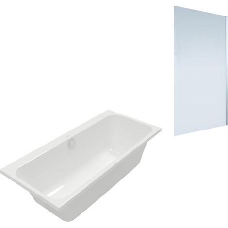 Baignoire droite VILLEROY & BOCH Architectura 150 x 70 cm Blanc + Pare bain droite AURYS Mist 1 chromé
