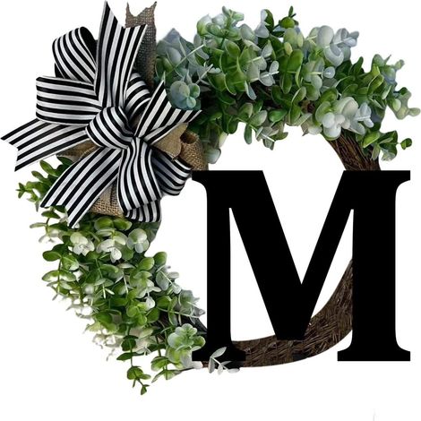Guirlande Alphabet - Guirlande Porte - Anneau en Rotin avec Lettres en Bois - Décoration Murale et Fenêtre - 26 Lettres - 38 cm
