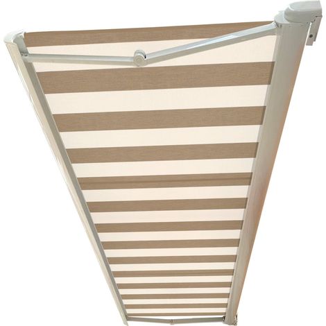 STORE BANNE COFFRE INTEGRAL MOTORISE RAL BLANC 4,3 X 3,5 TOILE DICKSON® CREME-BRUYERE (1/5)