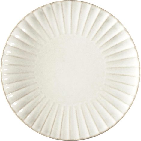 Paris Prix – Lot de 6 assiettes plates 27cm en grès beige – Design relief – Compatible lave-vaisselle et micro-ondes – Élégantes et utiles