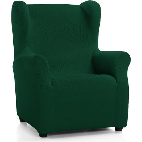 Housse de Fauteuil à Oreilles matelassée Ultra ajustée - Housse de Fauteuil à Oreilles Extensible en Couleur Vert Bouteille - fabriquée en Espagne (1/4)