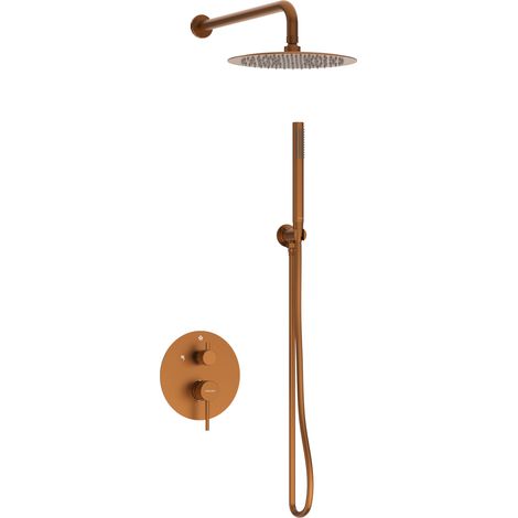 BALNEO Système de douche avec pommeau de pluie cuivre Acier inoxydable  Mitigeur de douche avec douchette CASCADE (1/5)
